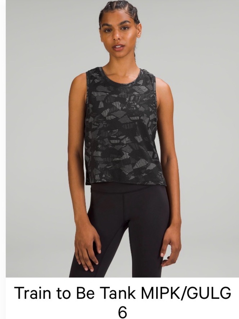 lululemon athletica Black Patterned Cropped Tank